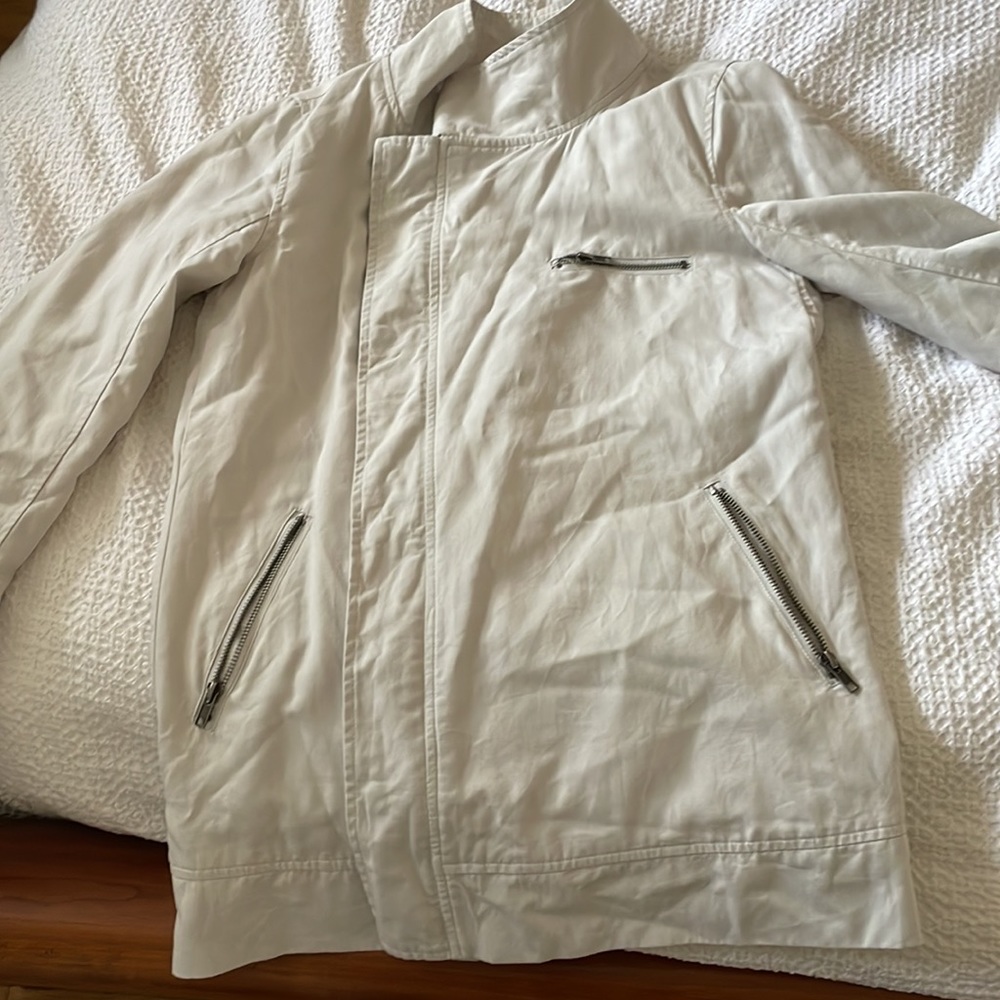 Light gray modern asymmetrical jacket